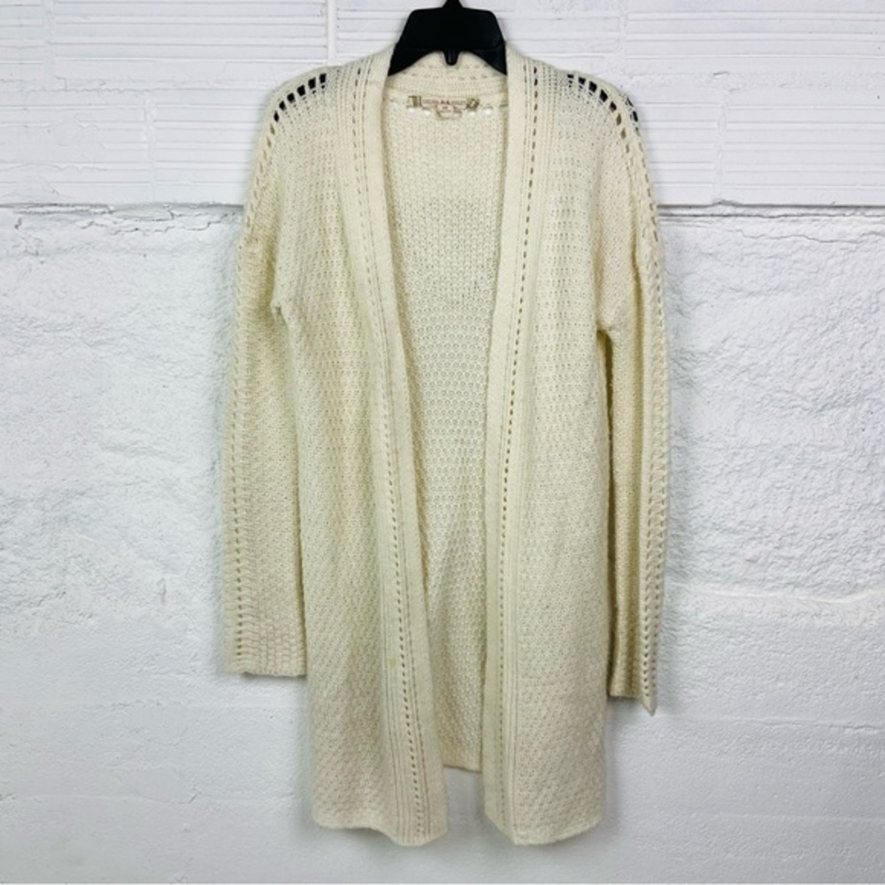 CHELSEA & VIOLET cream knit wool blend open cardigan size XS